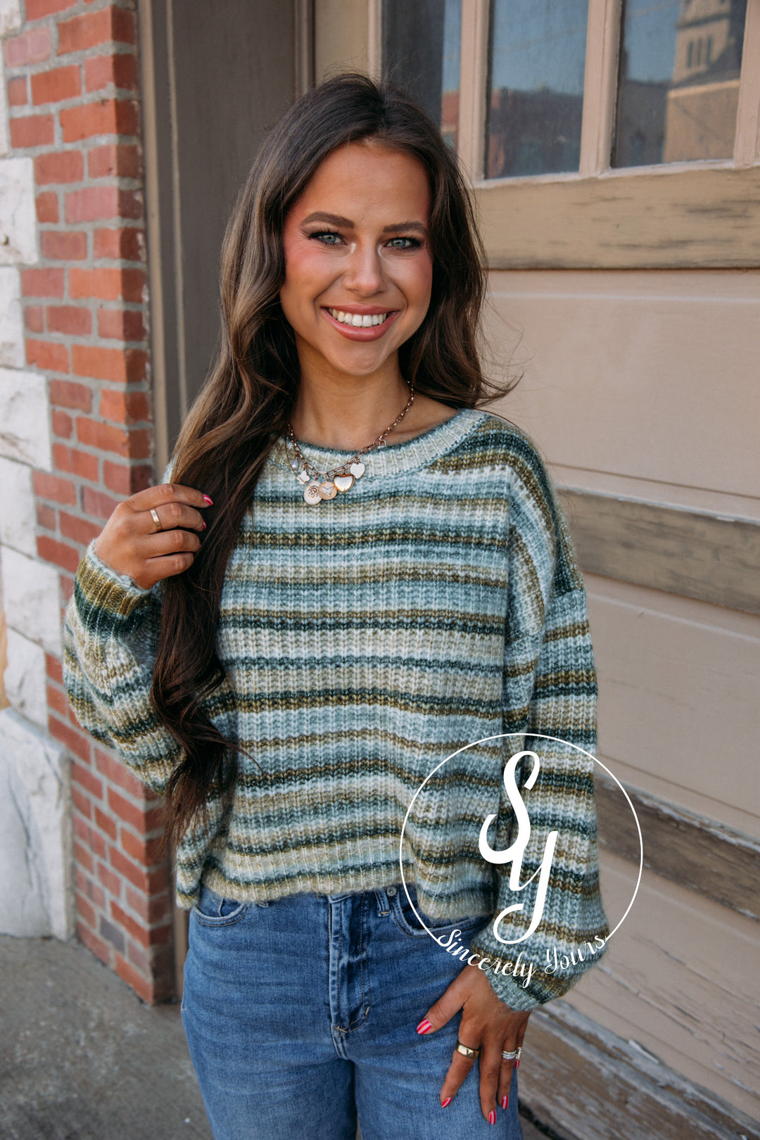 Striped and Cozy Sweater - Olive