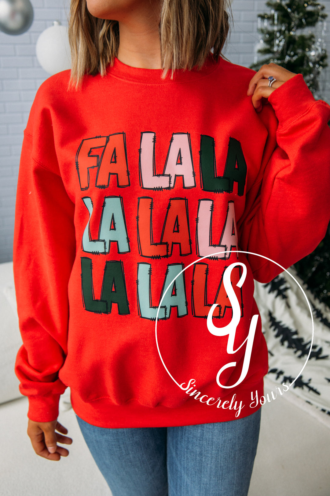 Colorful Christmas Crewneck - Red