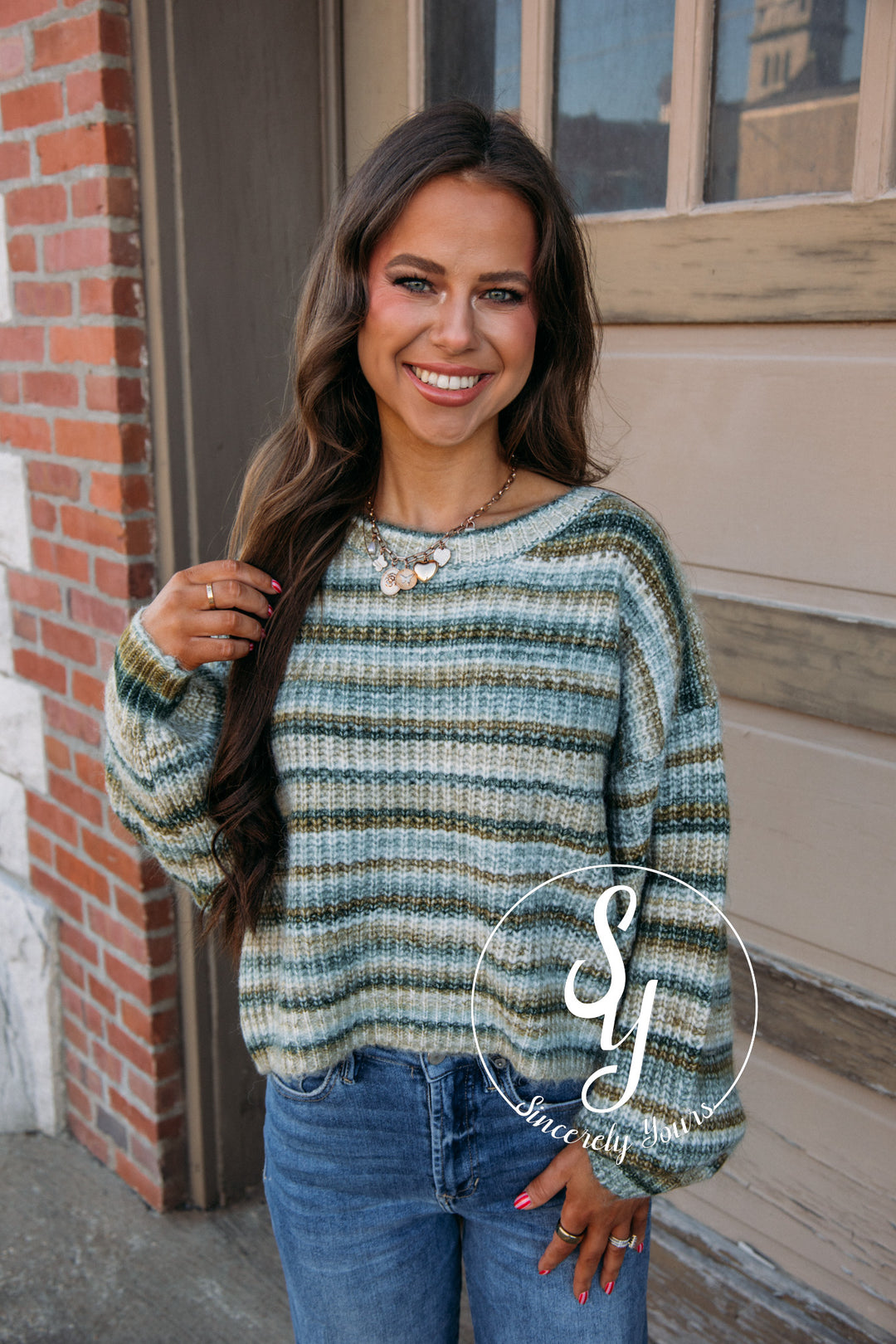 Striped and Cozy Sweater - Olive