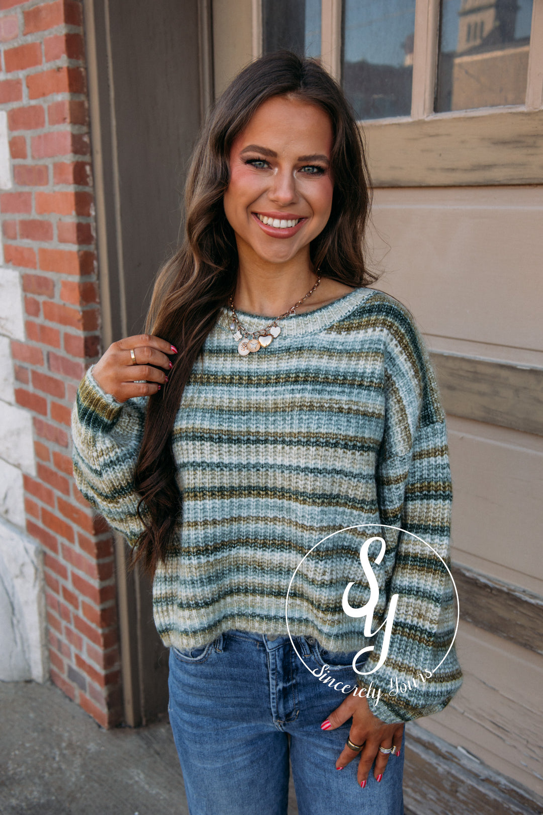 Striped and Cozy Sweater - Olive