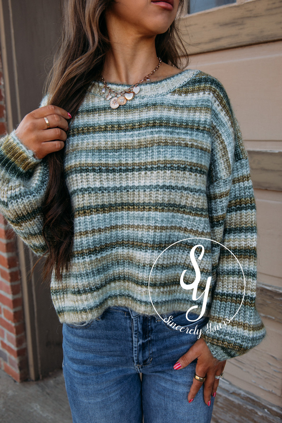 Striped and Cozy Sweater - Olive