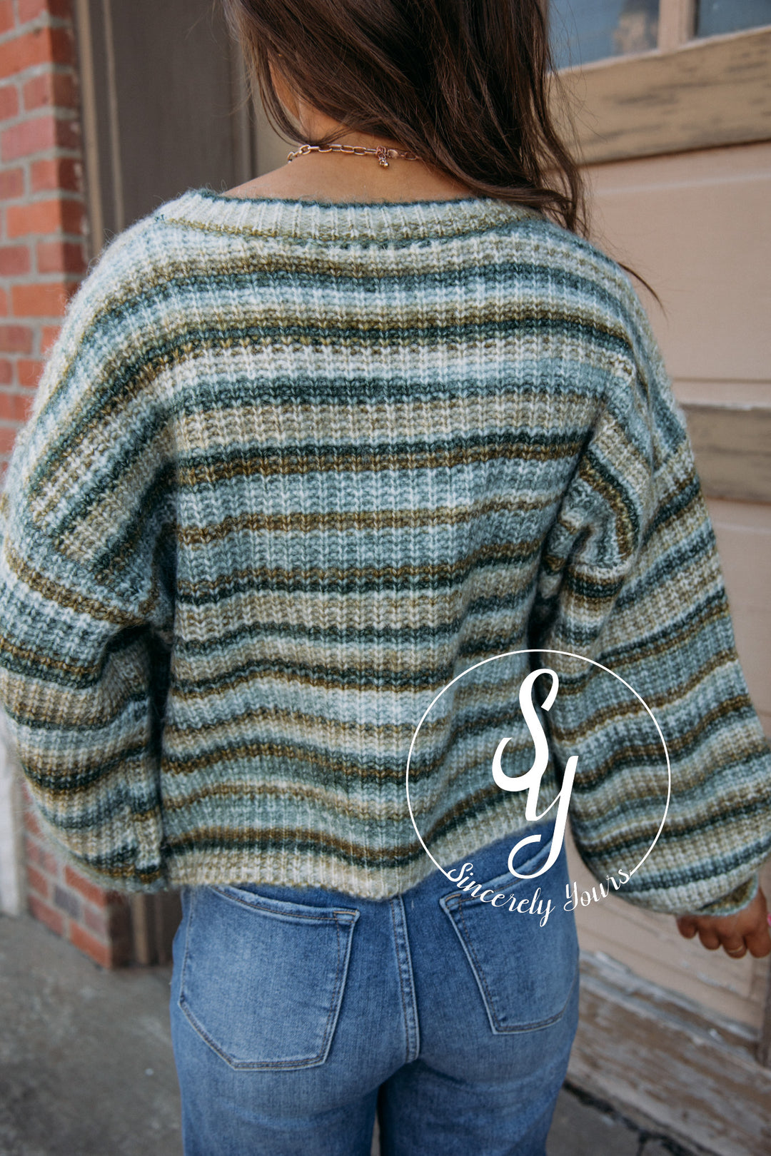 Striped and Cozy Sweater - Olive
