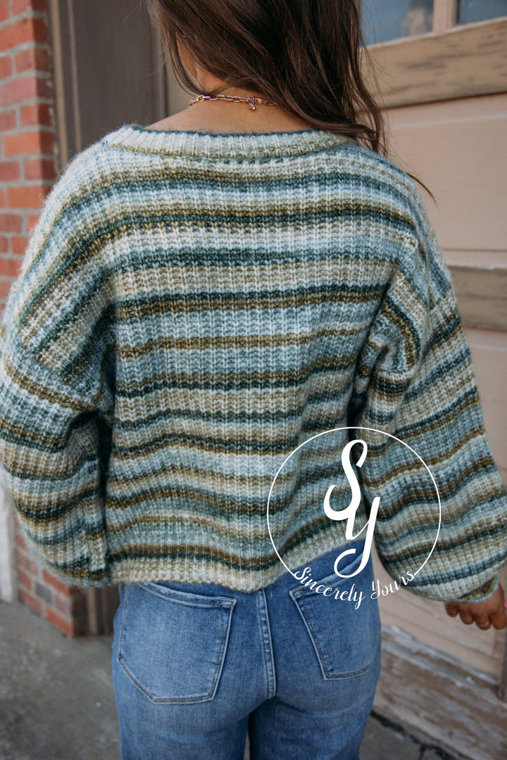 Striped and Cozy Sweater - Olive