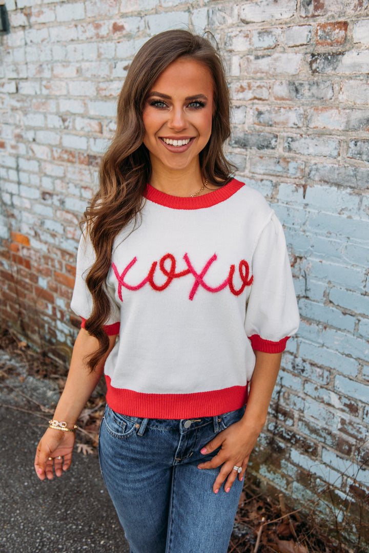 XOXO Sweater - Ivory/Red