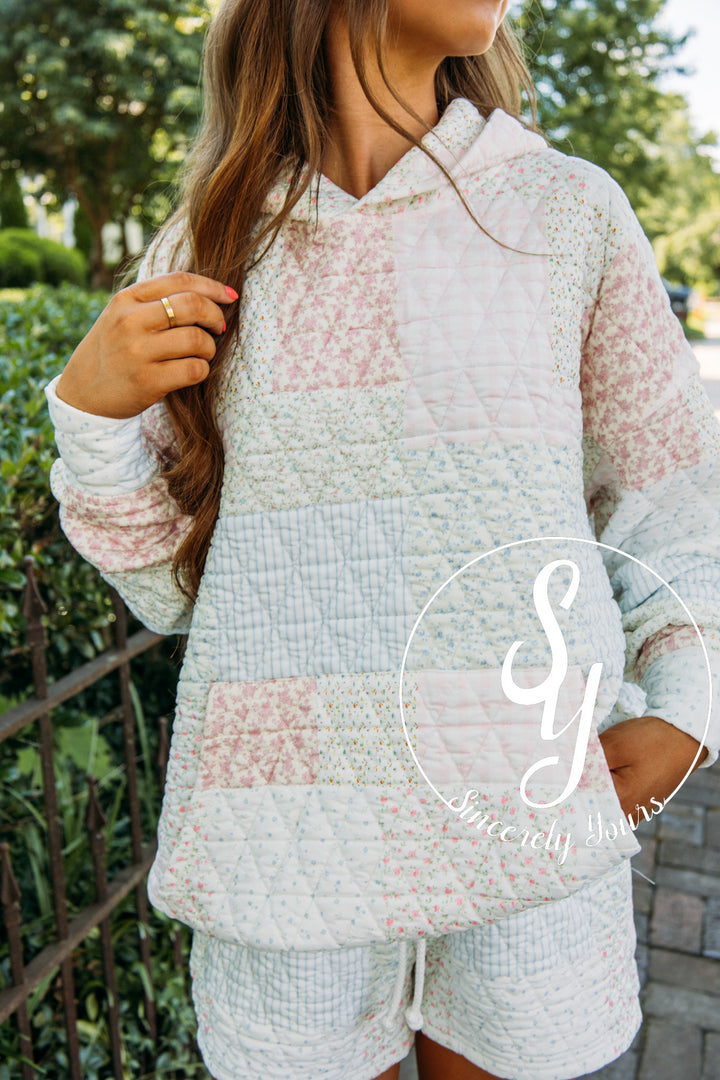 Petal Puff Quilted Hoodie- Pastel