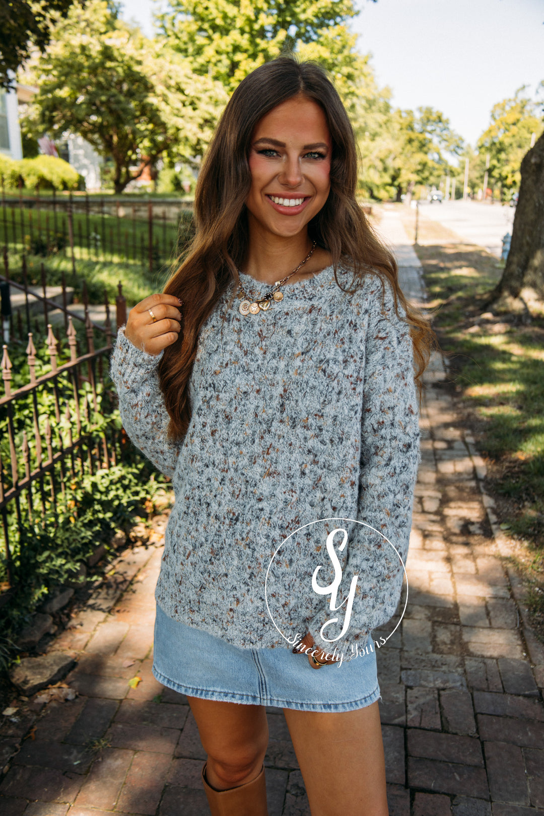 Neutral Confetti Sweater- Grey Multi