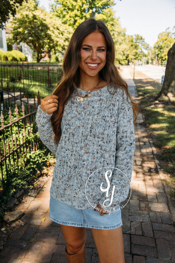 Neutral Confetti Sweater- Grey Multi
