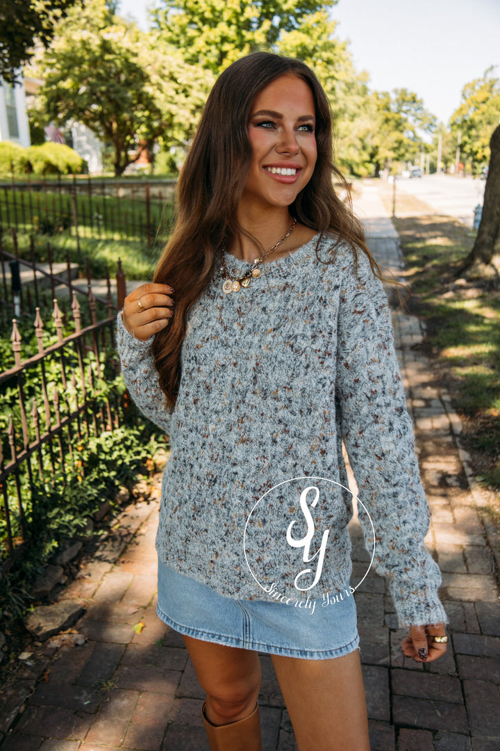 Neutral Confetti Sweater- Grey Multi