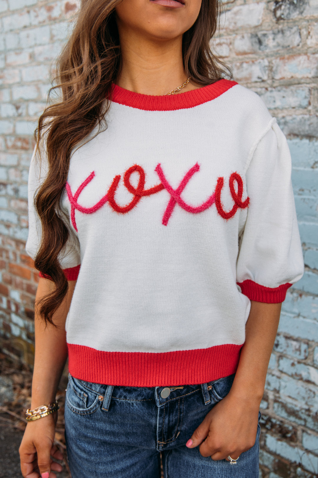 XOXO Sweater - Ivory/Red