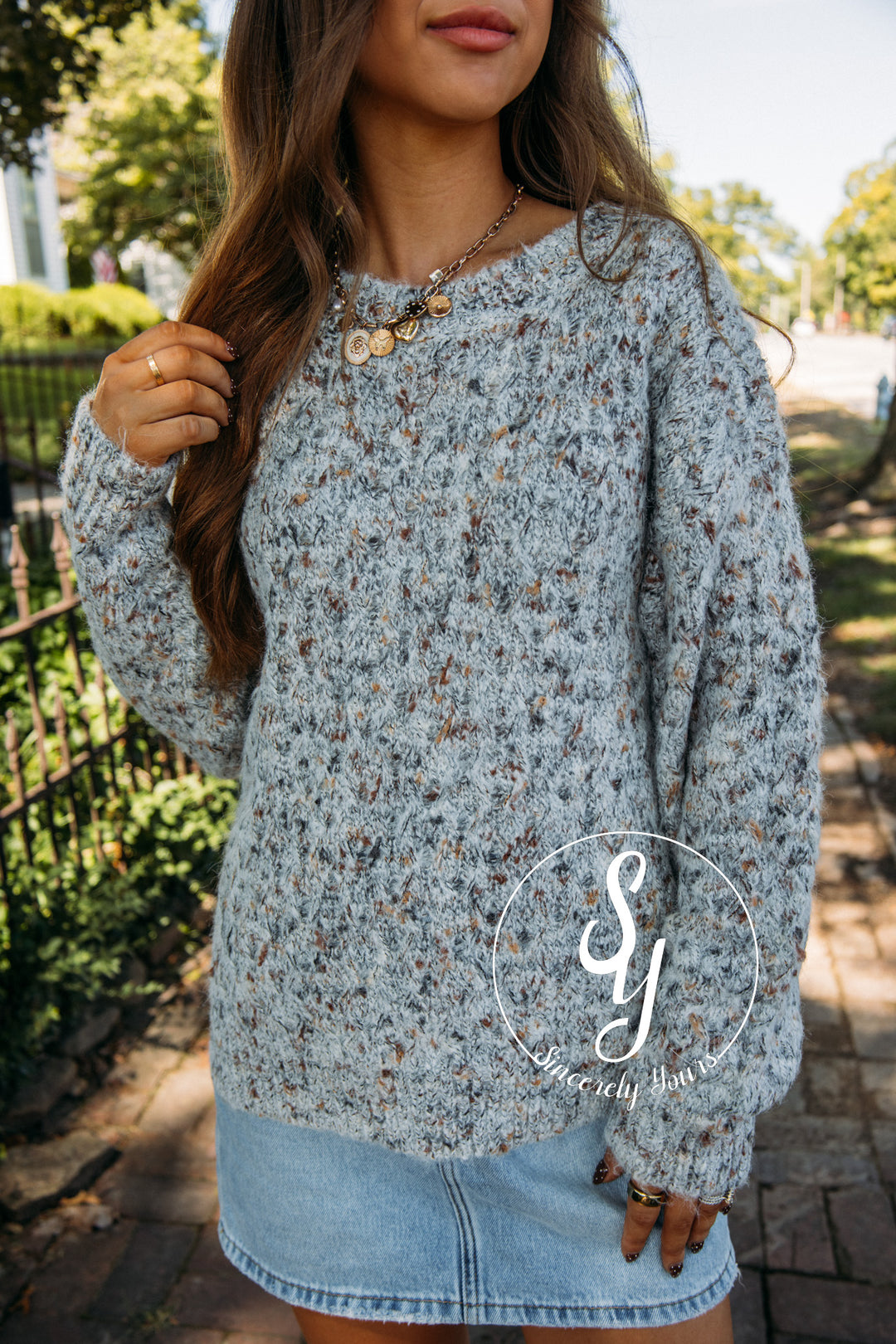 Neutral Confetti Sweater- Grey Multi