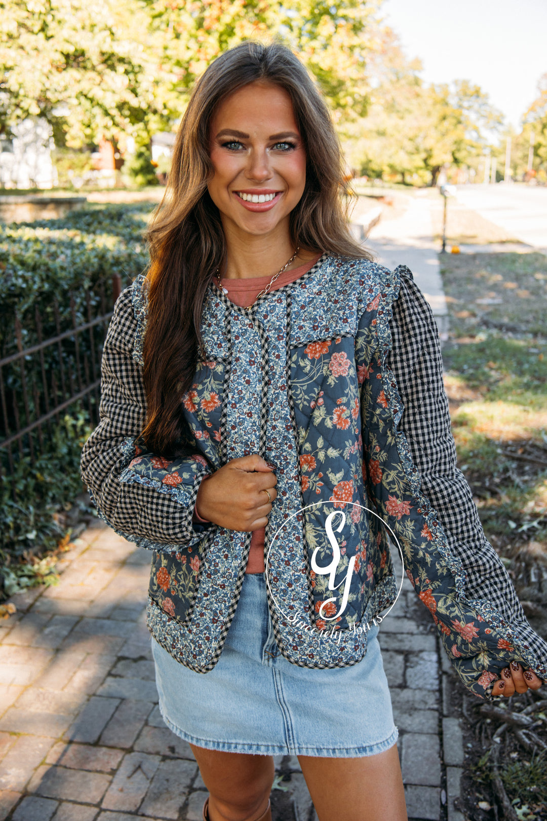 Floral Quilted Jacket - Taupe Multi