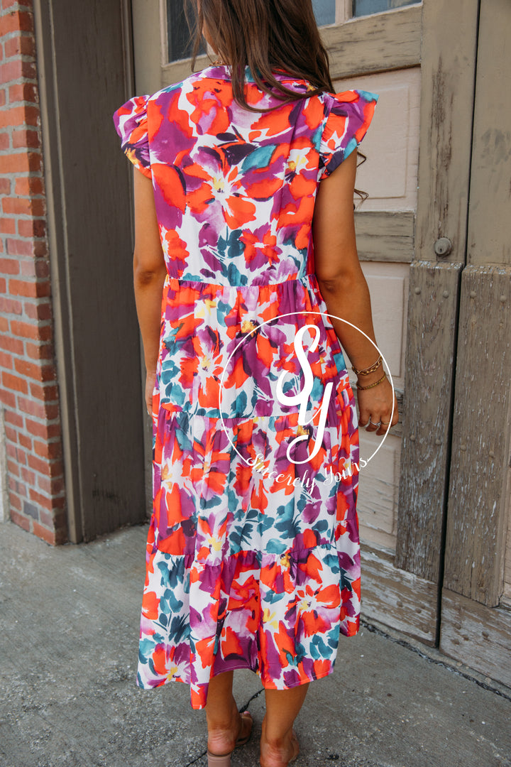 Sunset Moment Dress-Orange Mix