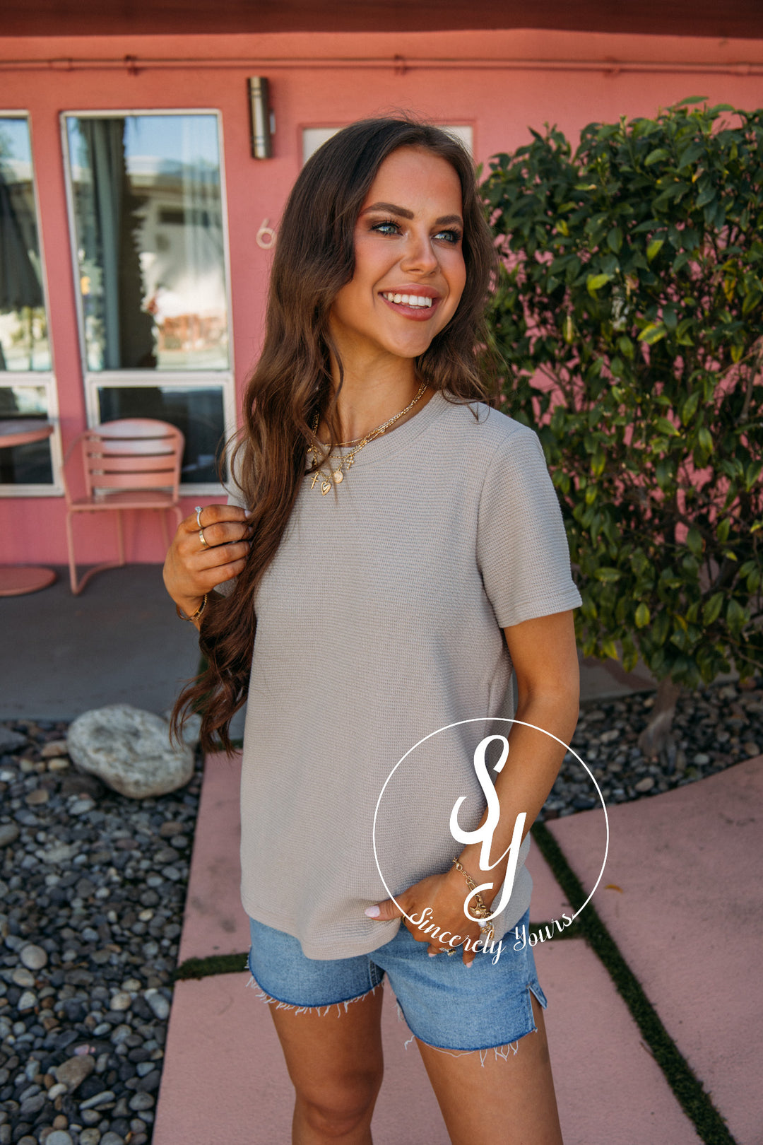 Embracing Top- Taupe