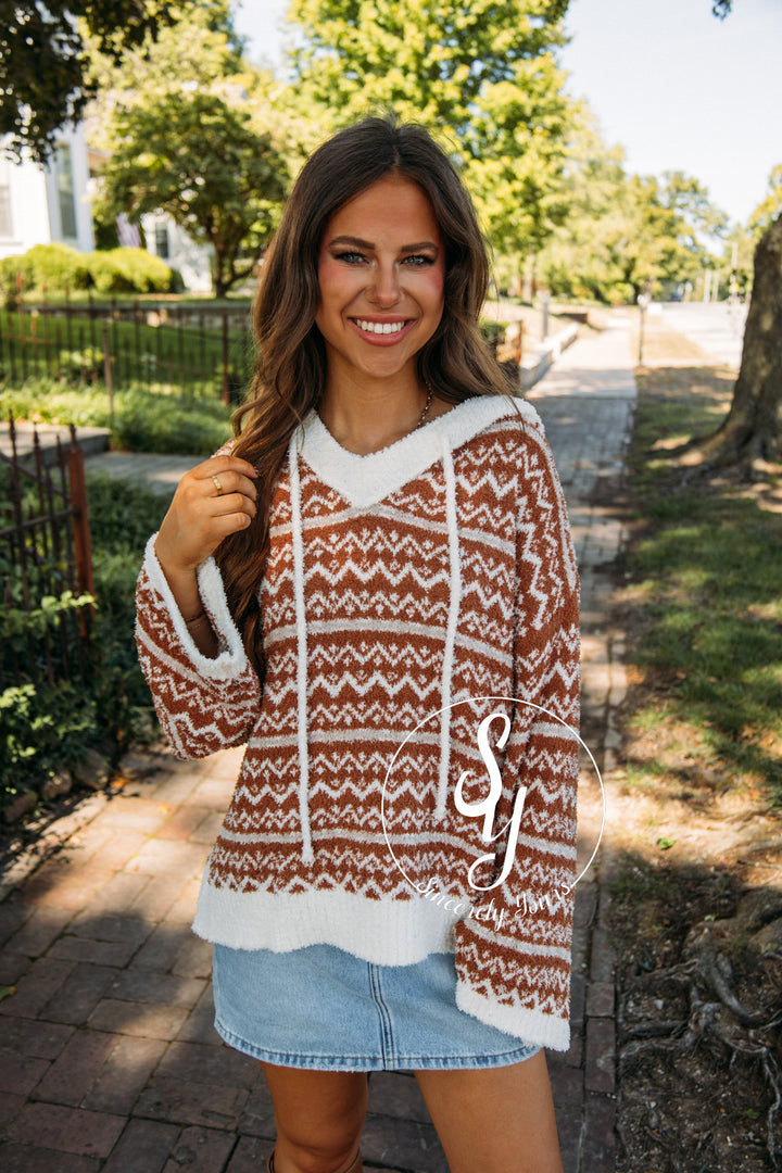 Aztec Moment Sweater- Brown