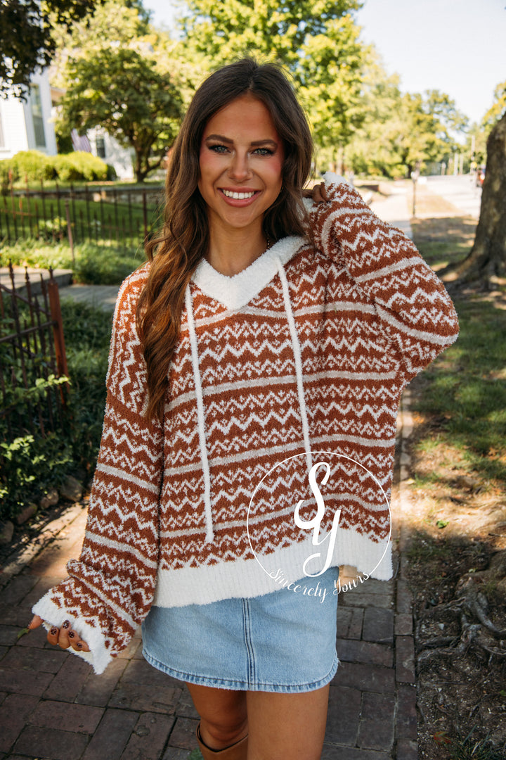 Aztec Moment Sweater- Brown