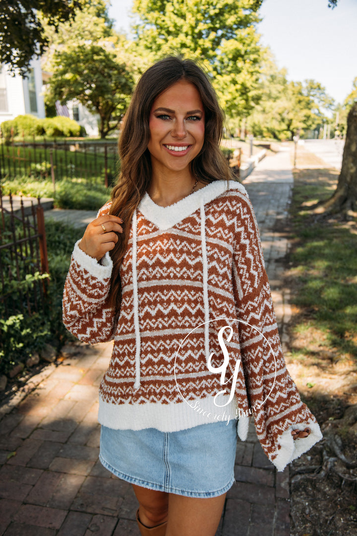 Aztec Moment Sweater- Brown