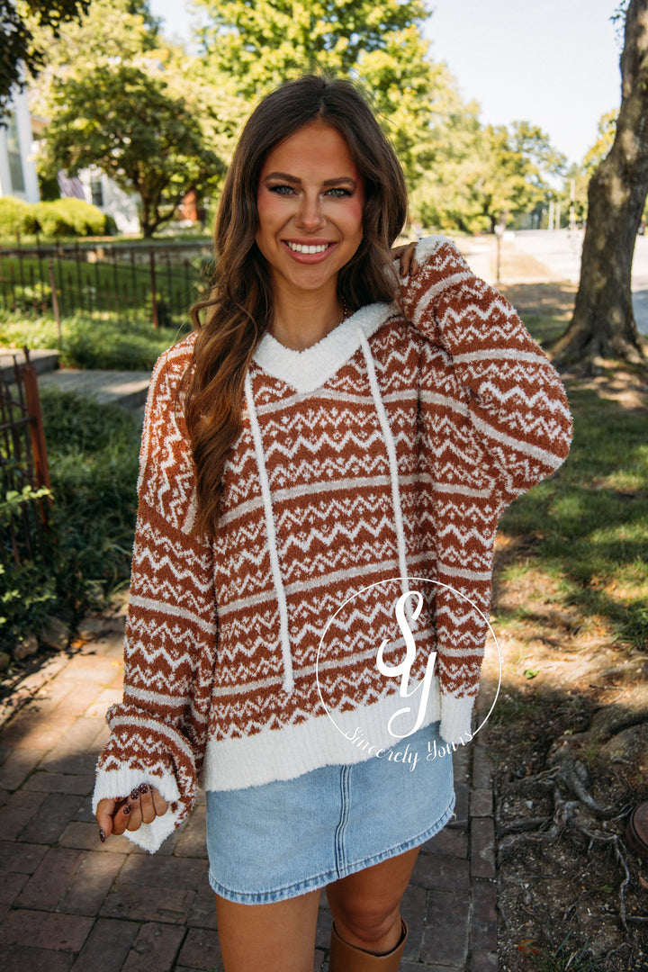 Aztec Moment Sweater- Brown