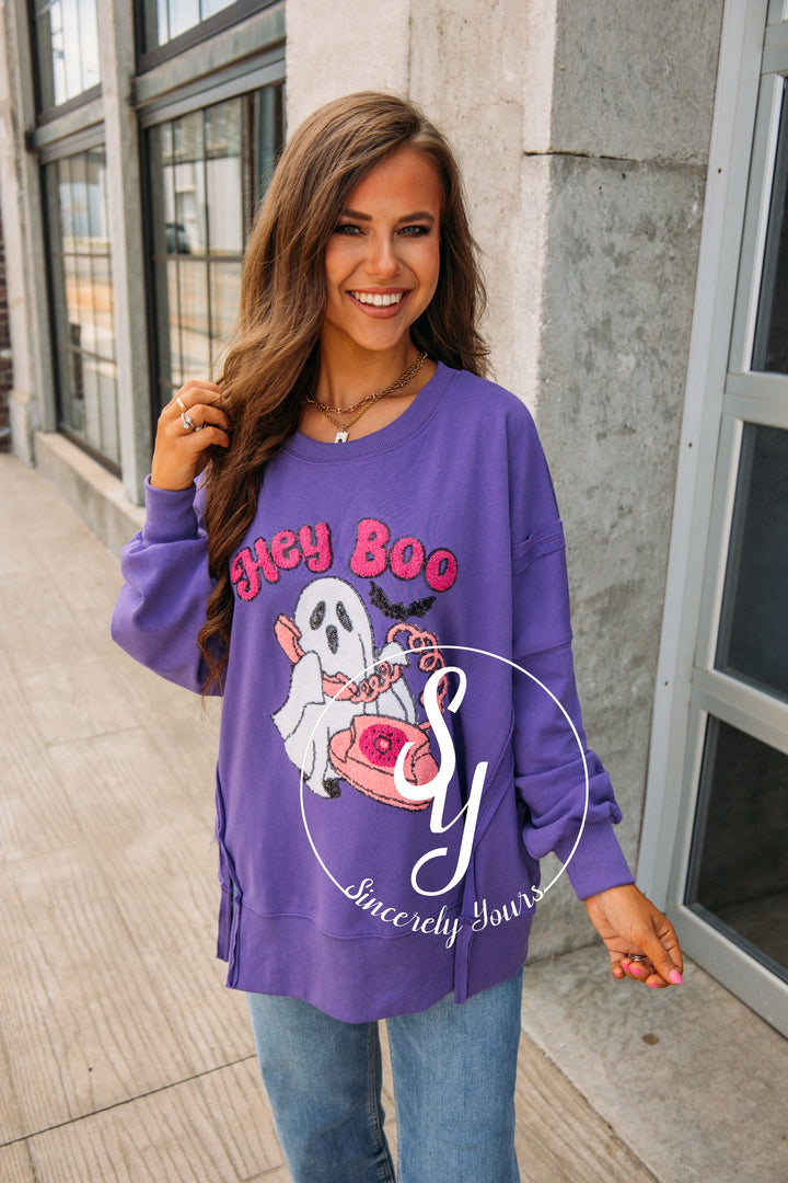 Hey Boo Crewneck - Purple