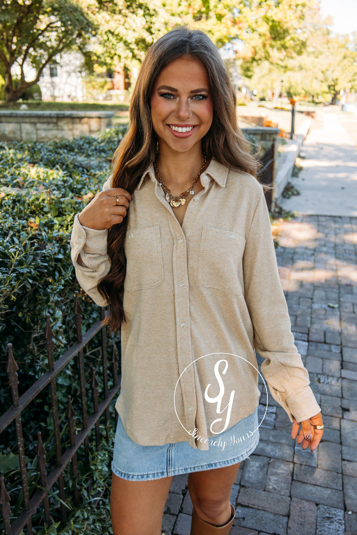 Coffee Feeling Morning Top - Ice Coffee Stripe