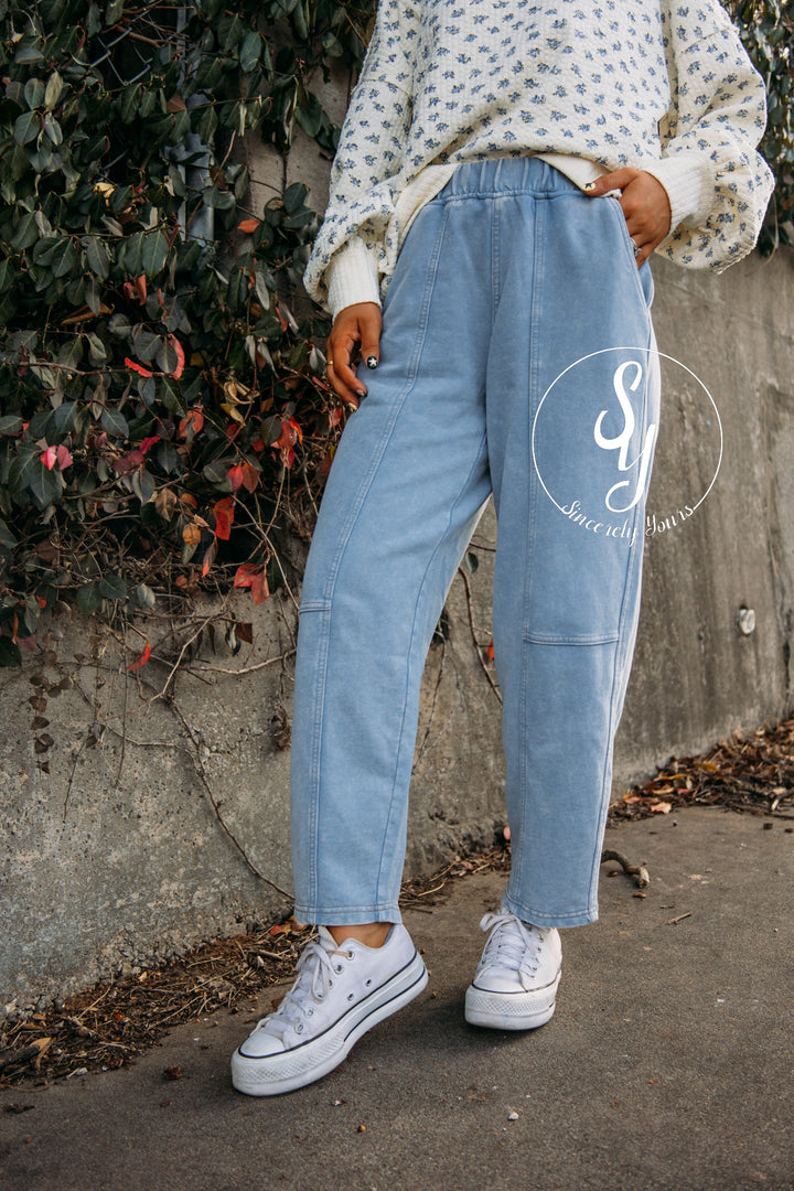 Relax And Comfy Barrel Pants - Light Blue