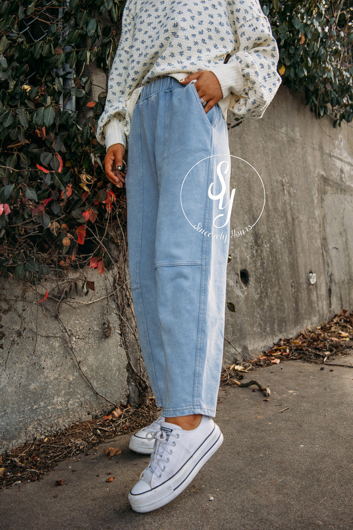 Relax And Comfy Barrel Pants - Light Blue