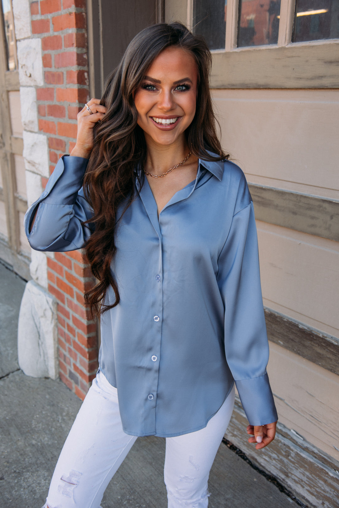 Confidence Top - Dusty Blue