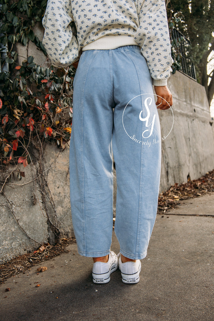 Relax And Comfy Barrel Pants - Light Blue