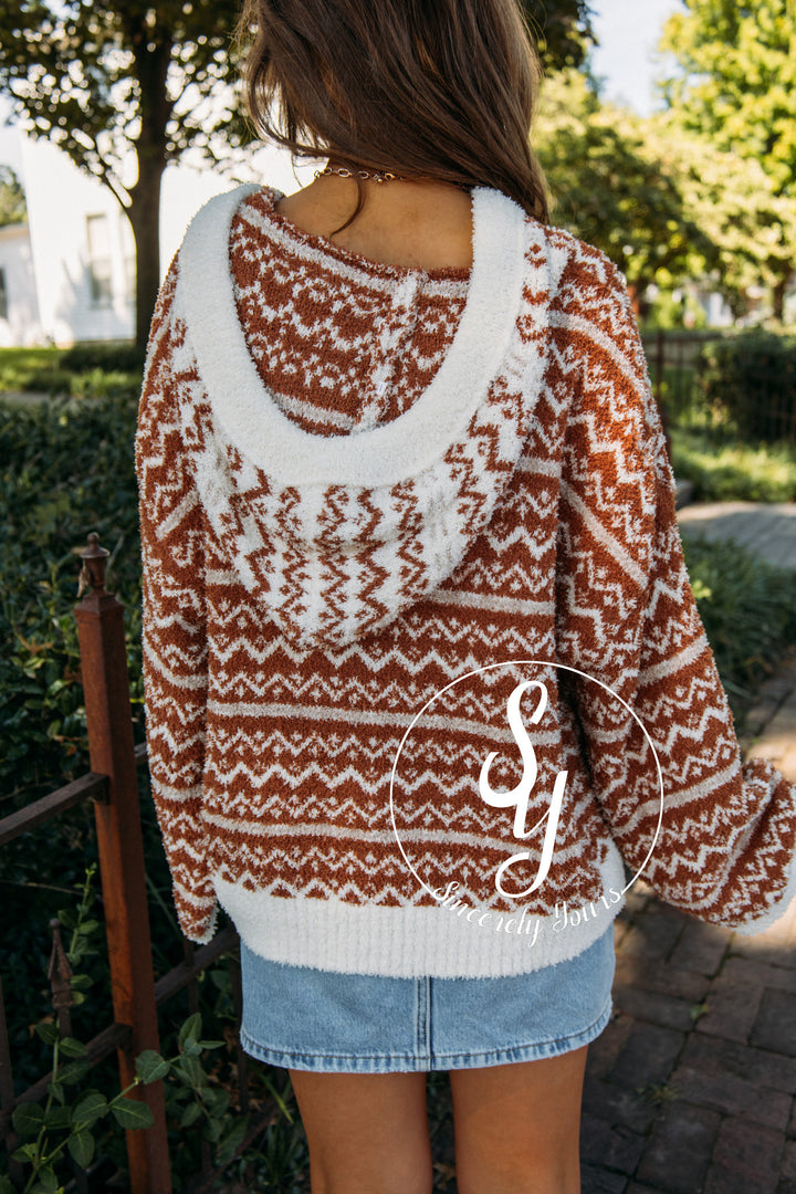 Aztec Moment Sweater- Brown
