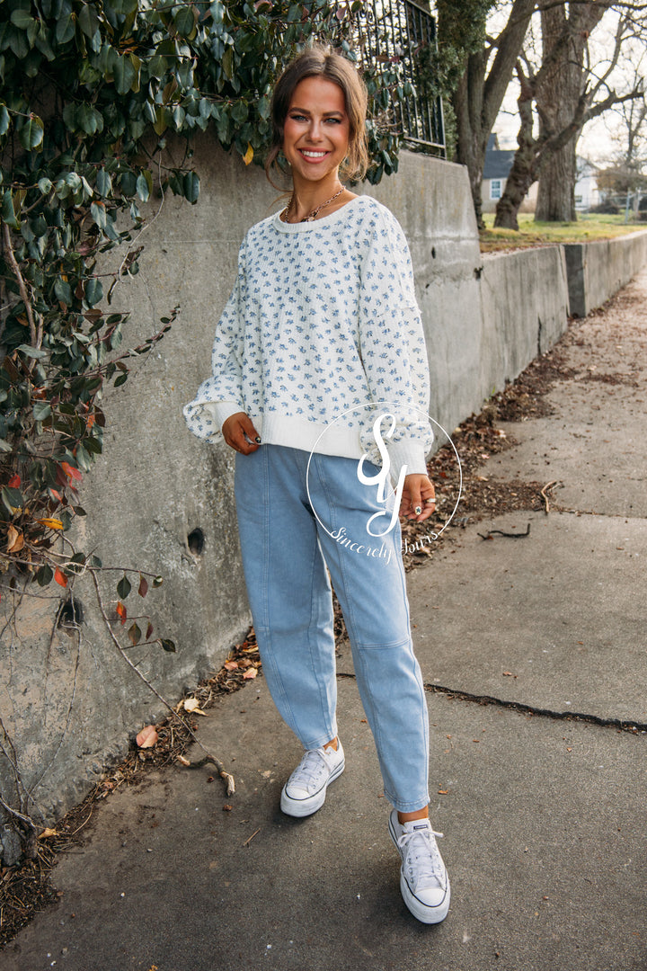 Relax And Comfy Barrel Pants - Light Blue