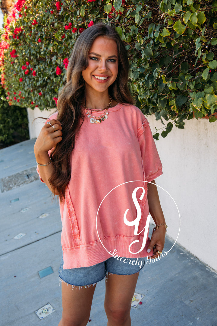 Just Peachy Top- Peach Coral