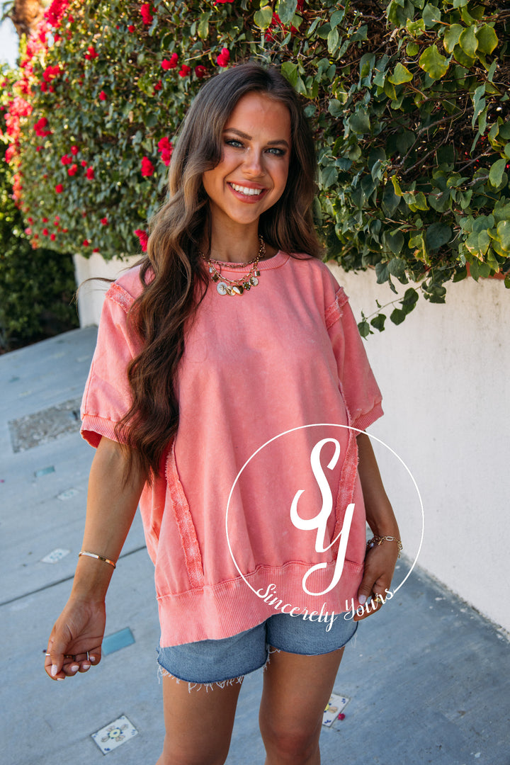 Just Peachy Top- Peach Coral