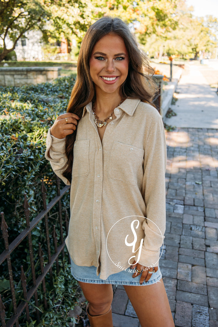 Coffee Feeling Morning Top - Ice Coffee Stripe