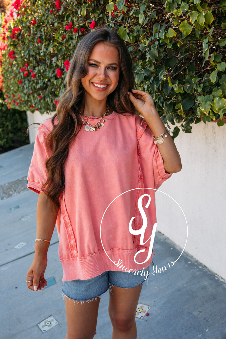 Just Peachy Top- Peach Coral