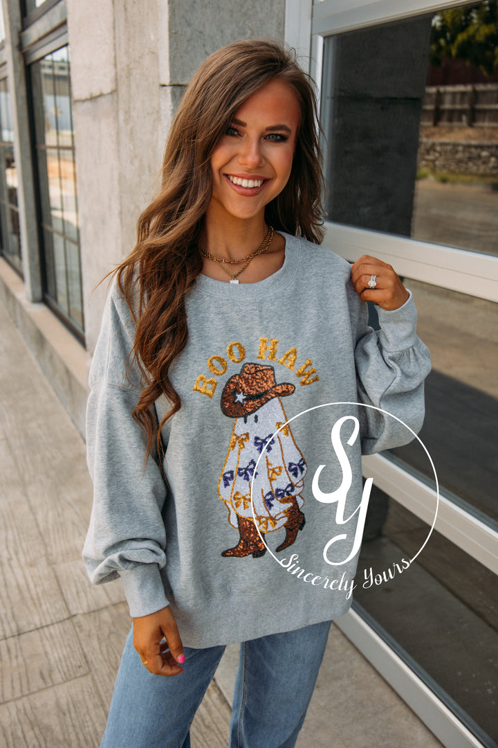 Boo Haw Crewneck - Heather Grey