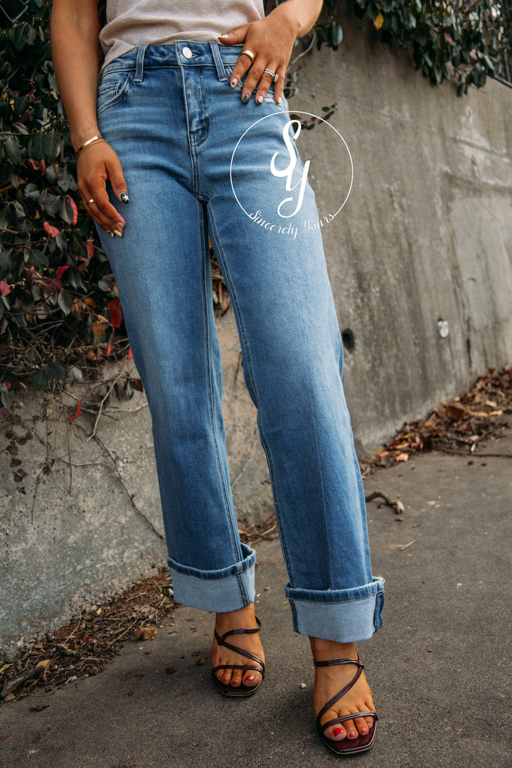 River Cuffed Denim - Delicate Gleam