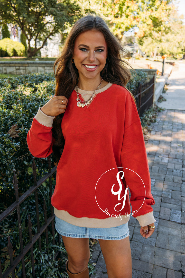 Hayride Feels Top - Red/Tan