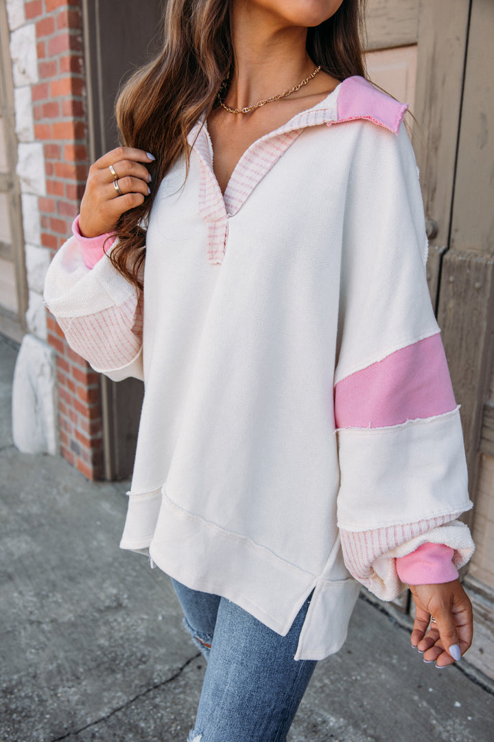 Myrtle Pullover - Ivory/Pink