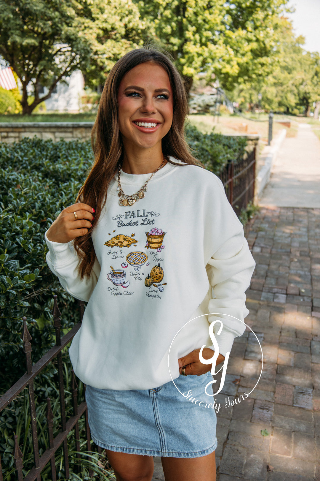 Fall Bucket List Crewneck -Ivory