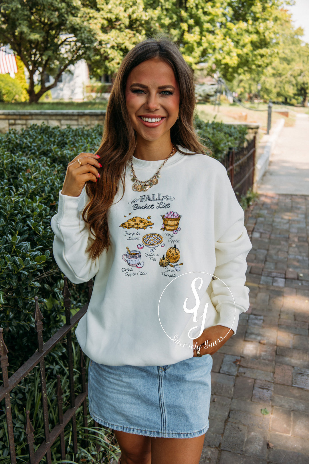 Fall Bucket List Crewneck -Ivory