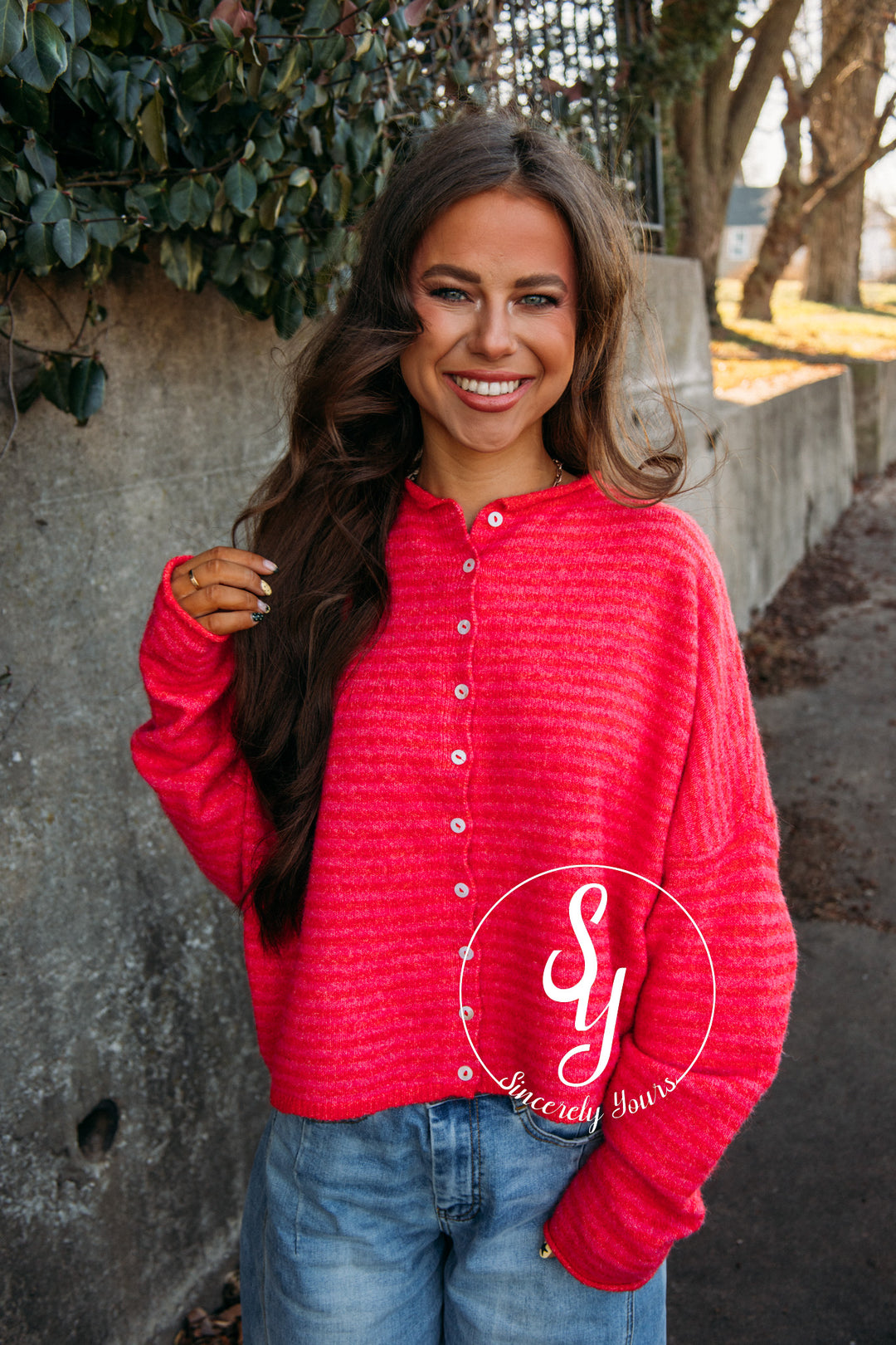 The Vibe Cardigan - Cherry Red