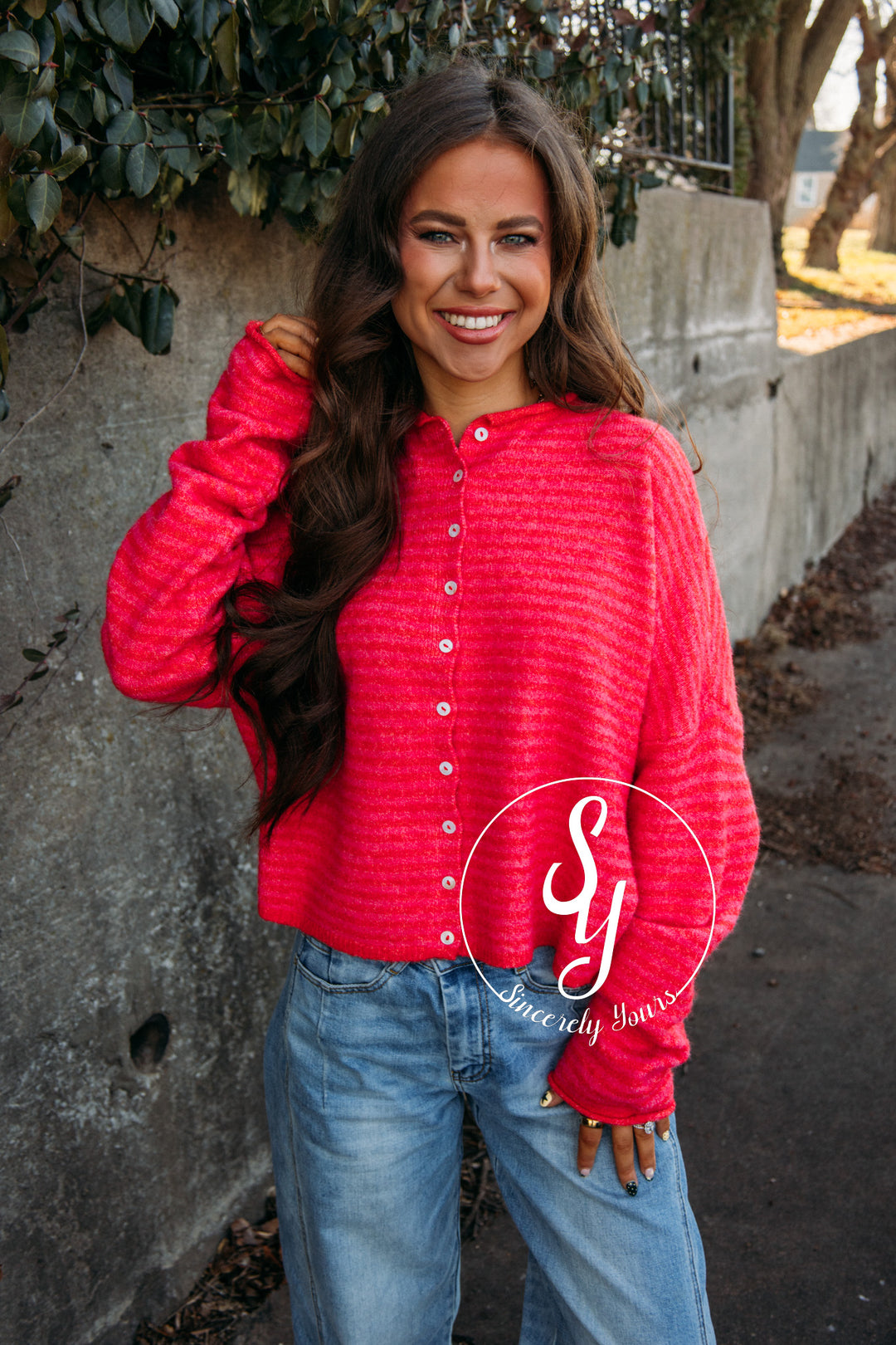 The Vibe Cardigan - Cherry Red