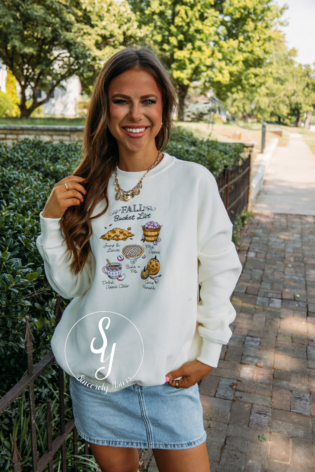 Fall Bucket List Crewneck -Ivory