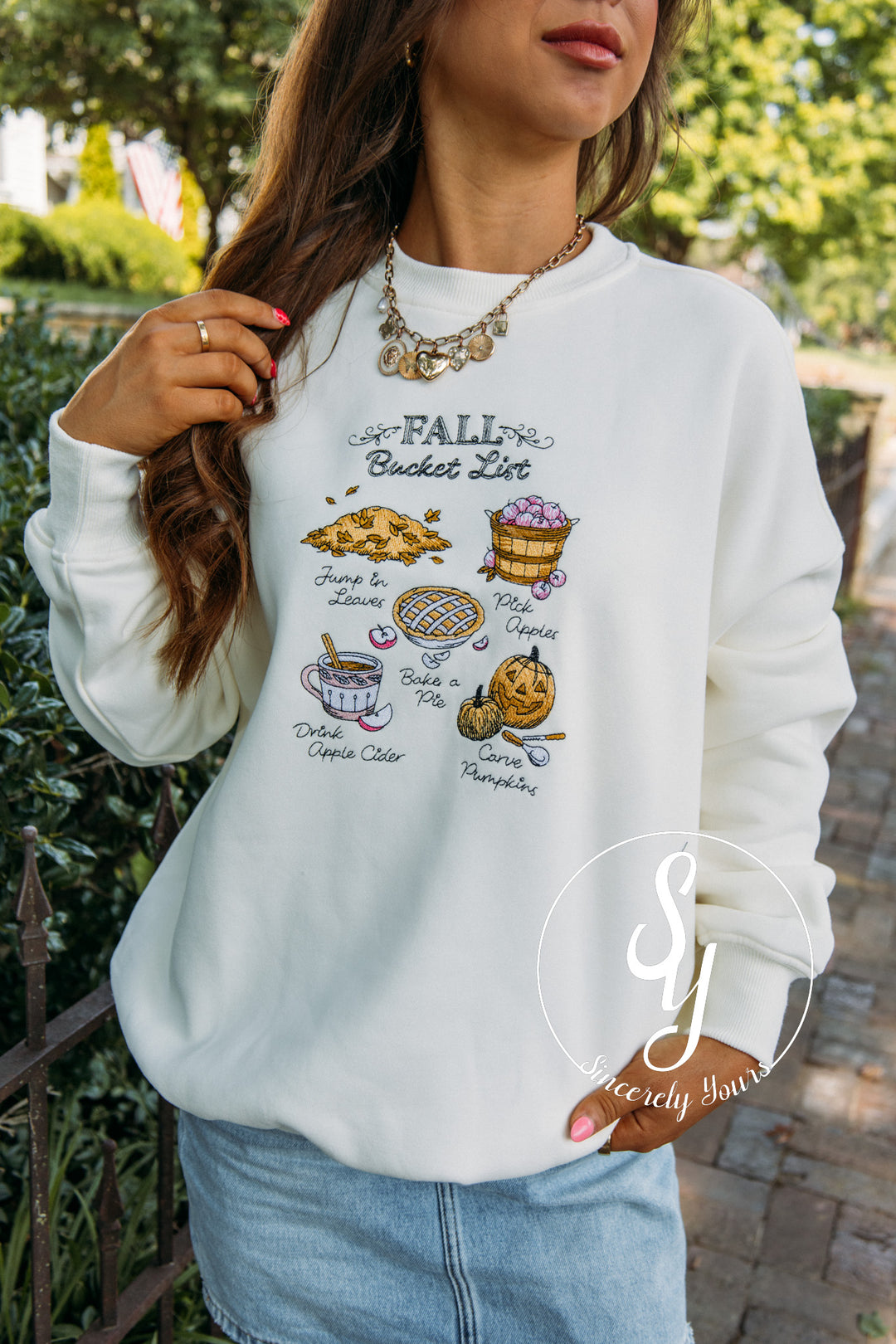 Fall Bucket List Crewneck -Ivory