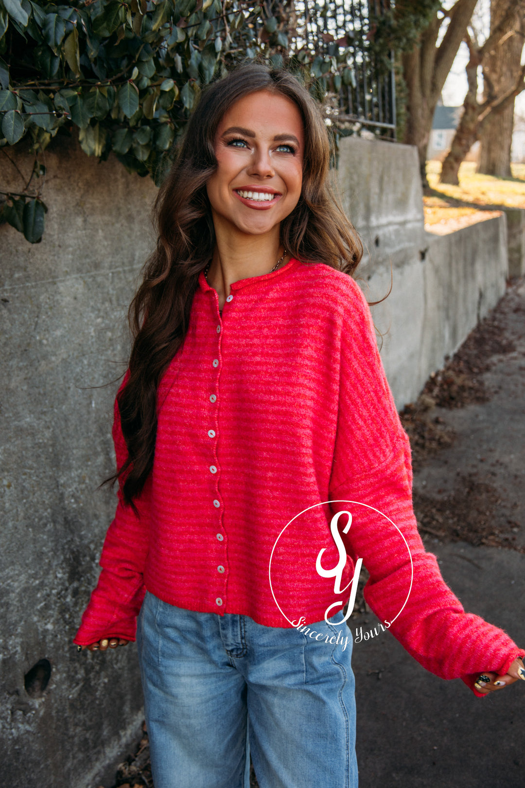 The Vibe Cardigan - Cherry Red