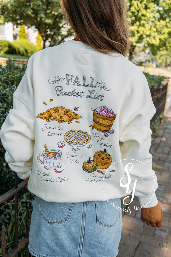Fall Bucket List Crewneck -Ivory