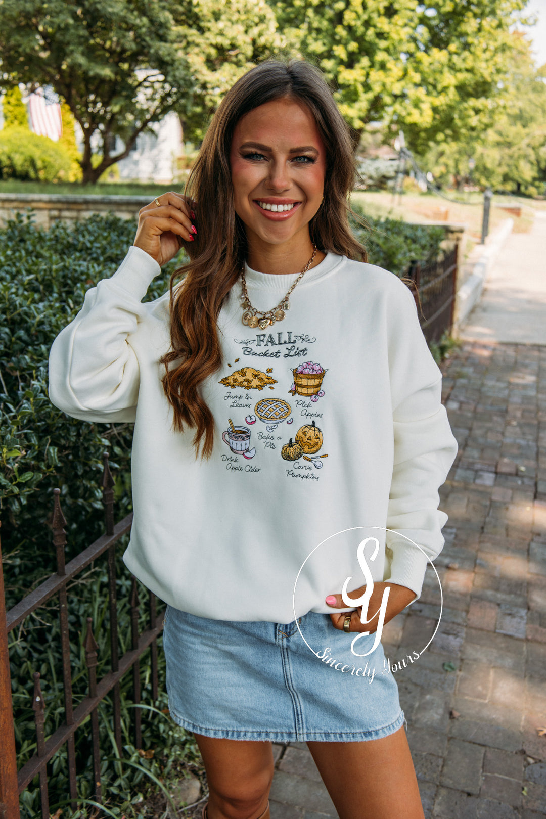 Fall Bucket List Crewneck -Ivory