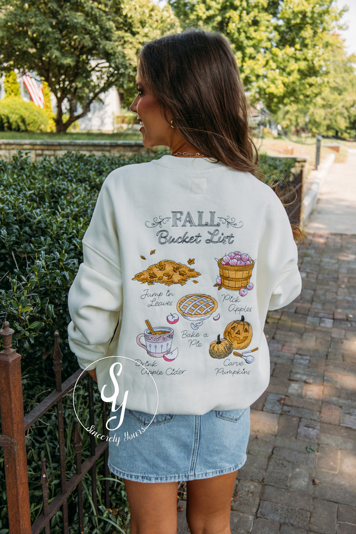 Fall Bucket List Crewneck -Ivory