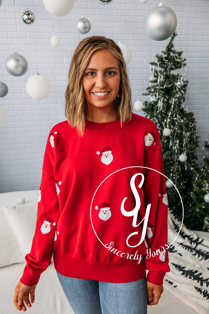 Face It Santa Sweater - Red