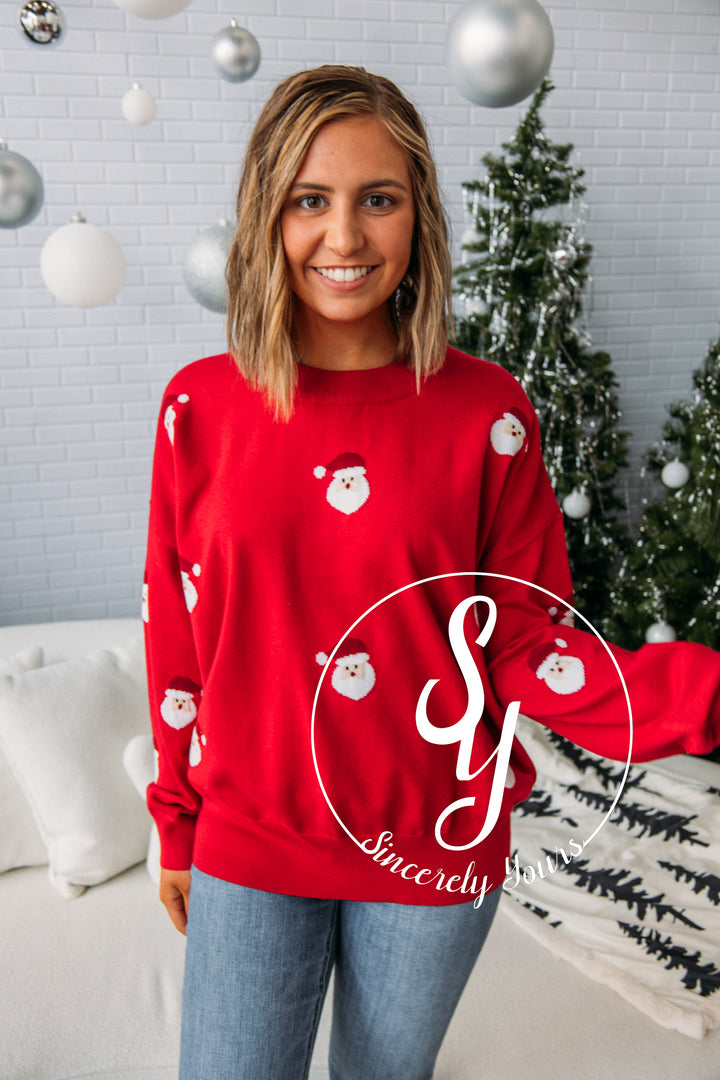 Face It Santa Sweater - Red