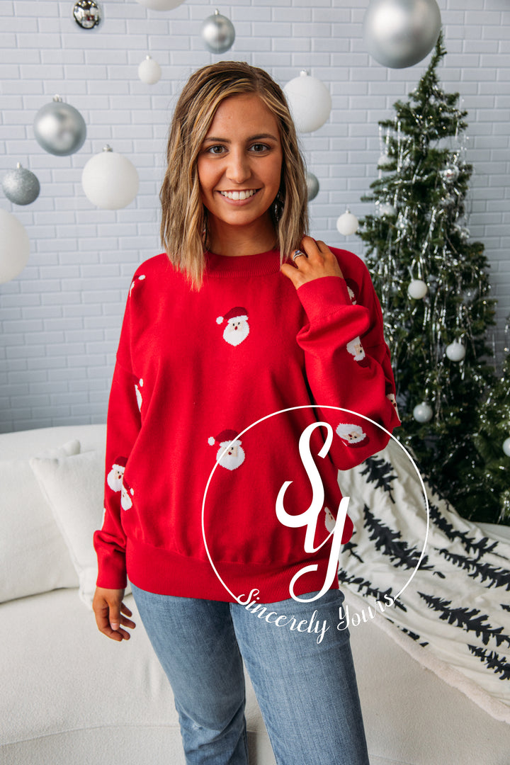 Face It Santa Sweater - Red